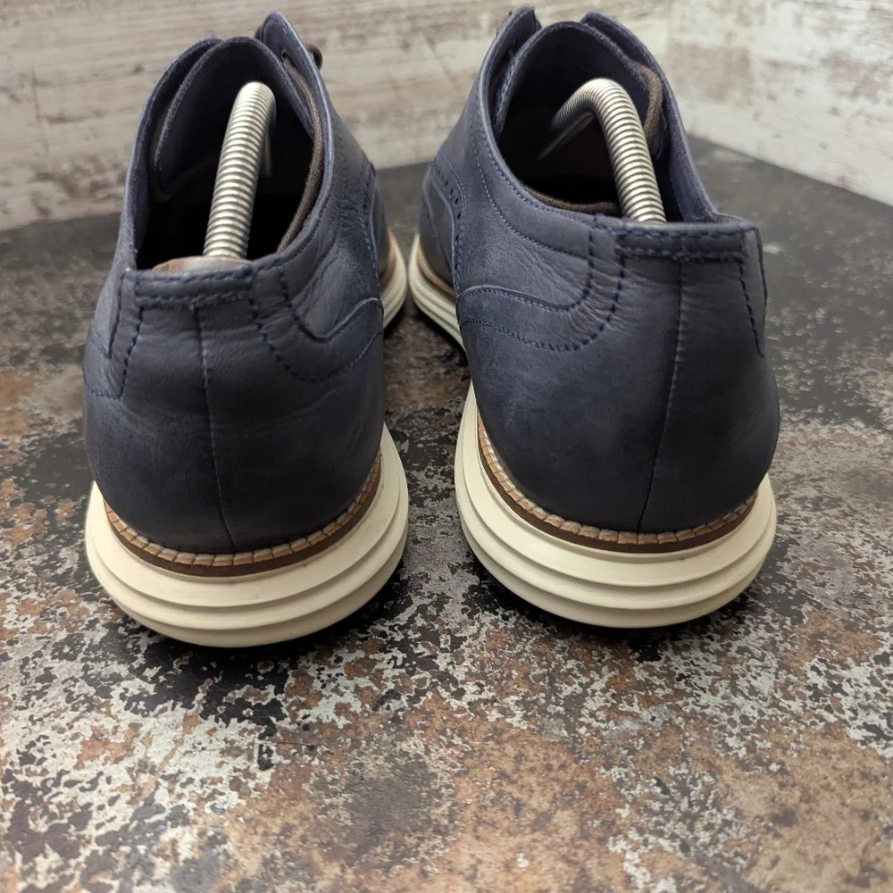 Mens Cole Haan Original Grand Wingtip Oxford Shoes Sz 11.5 Navy Blue C30563 - Picture 6 of 9